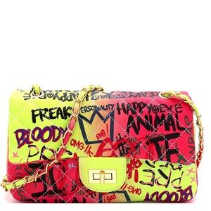 Colorful Graffiti Crossbody Purse (Red Yellow Green)